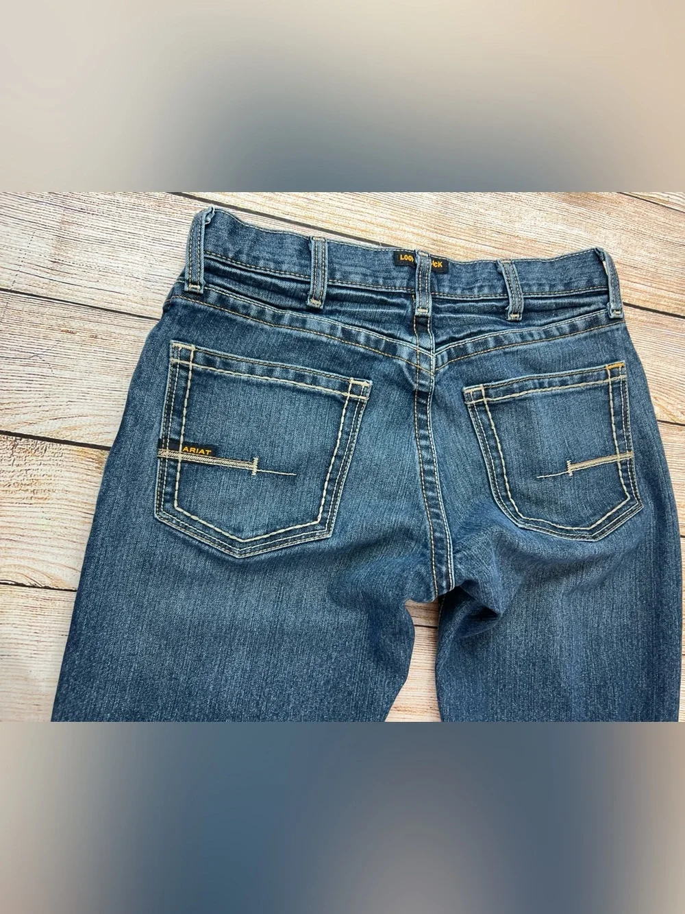 Mens Ariat Rebar M5 Edge Straight Leg Denim Blue Jeans Size 31x34